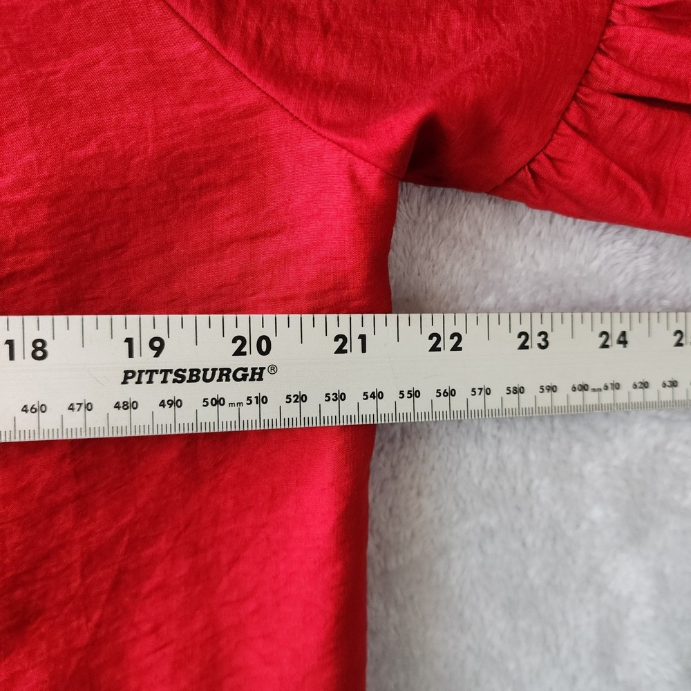 Madewell Top Womens Size Medium Shirred Romantic Balloon Sleeve Crimson Red - Picture 8 of 9